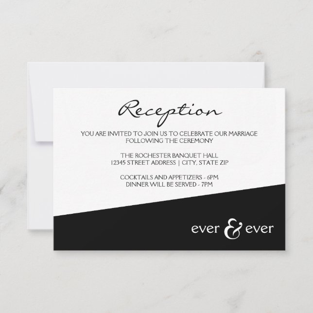 Einladung zur Rezeption - Ever & Ever Black Angle (Vorderseite)