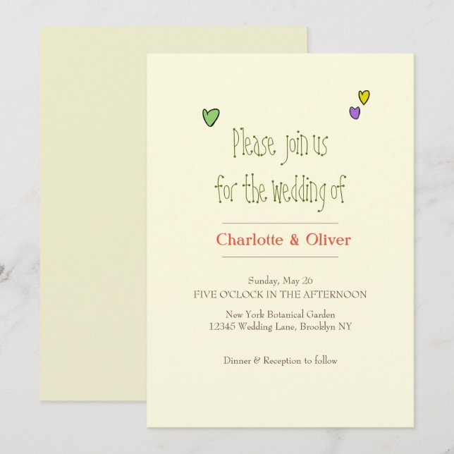 Einladung zur romantischen Hochzeit (Vorne/Hinten)