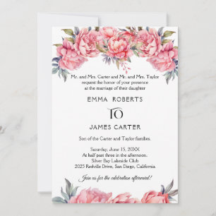 Einladung zur romantischen Peony Wedding