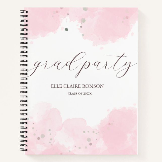 Einladung zur rosa Elegance Graduation Party Notizbuch (Vorderseite)