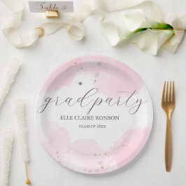 Einladung zur rosa Elegance Graduation Party Pappteller