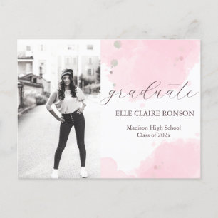 Einladung zur rosa Elegance Graduation Party Postkarte