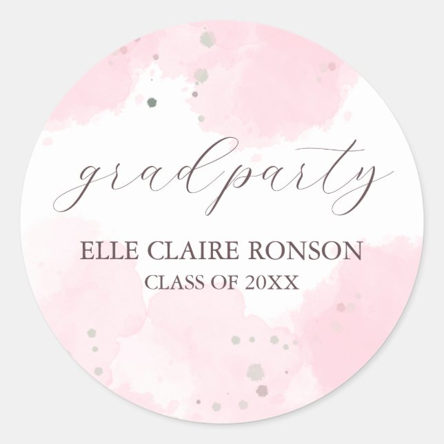 Einladung zur rosa Elegance Graduation Party Runder Aufkleber (Vorderseite)
