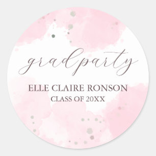 Einladung zur rosa Elegance Graduation Party Runder Aufkleber