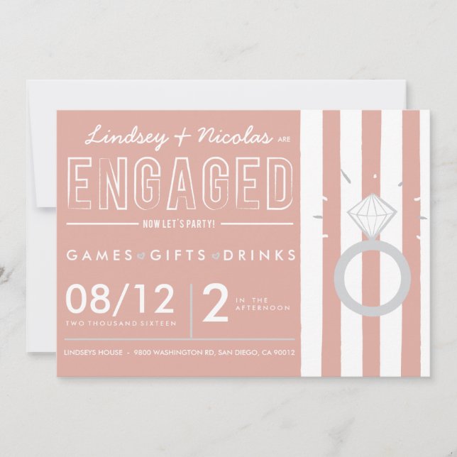 Einladung zur rosa gestrichenen Engagement (Vorderseite)