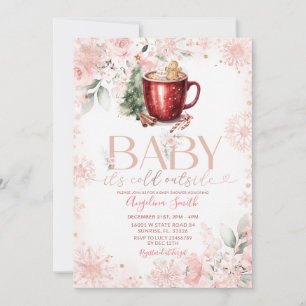 Einladung zur rosa heißen Kakao-Weihnachts-Baby-Pa