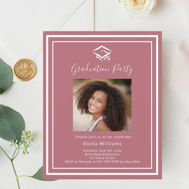 Einladung zur Rose Gold Foto Graduation Party (Von Creator hochgeladen)