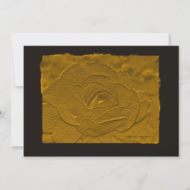 Einladung zur Rose in Gold und Schwarz (Vorderseite)