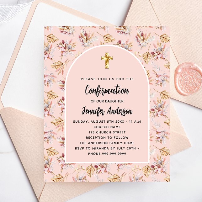 Einladung zur Rose von "Confirmation pampas floral (Von Creator hochgeladen)