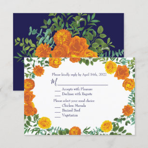 Einladung zur Rose von Orange & Navy Blue Peony