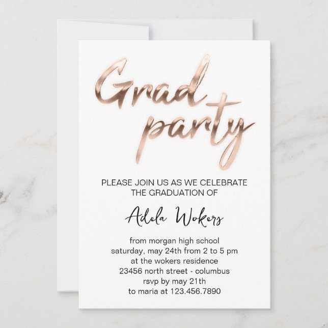 Einladung zur Rose White Graduation Party (Vorderseite)