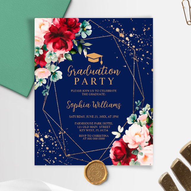 Einladung zur Rote Rose und Gold Graduation Party (Von Creator hochgeladen)
