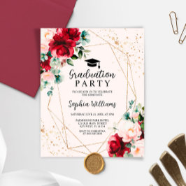 Einladung zur Rote Rose und Gold Graduation Party