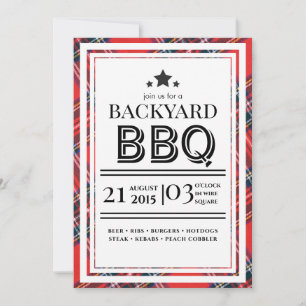 Einladung zur roten Gingham-Grillparty