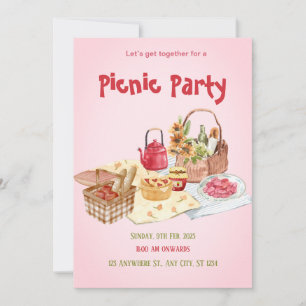 Einladung zur roten Pink-Picknick-Party