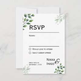 Einladung zur RSVP Card Watercolor Greenery