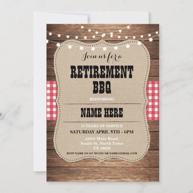 Einladung zur Ruheständigung Party GRILLEN Red Ein (Vorderseite)
