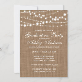 Einladung zur Rustikal Burlap Lights Graduation Pa