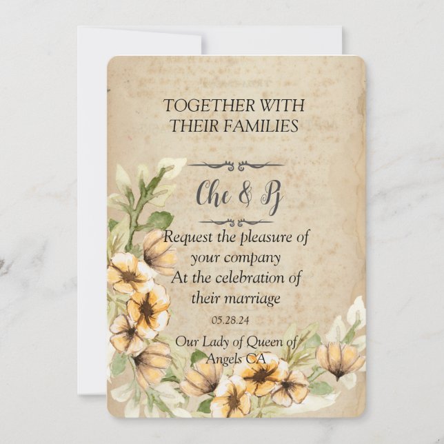 Einladung zur rustikalen Hochzeitskarte (Vorderseite)