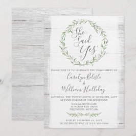 Einladung zur Rustikalen Wood & Wreath-Engagement-