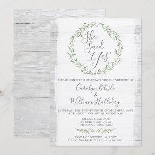 Einladung zur Rustikalen Wood & Wreath-Engagement-