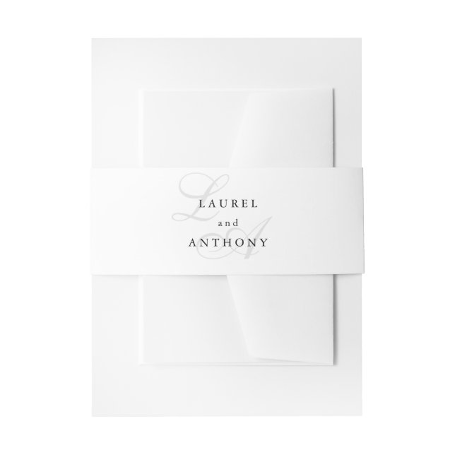 Einladung zur Schwarz-weißen Monogramm-Hochzeit Einladungsbanderole (Vorderseite Beispiel)