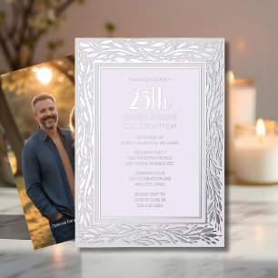 Einladung zur silbernen Hochzeit mit floralem Desi