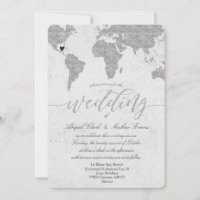 Einladung zur Silver World Map-Hochzeit in Urlaubs