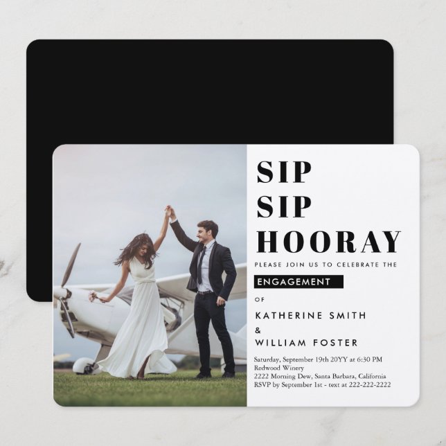 Einladung zur "Sip Sip Hooray Foto" (Vorne/Hinten)