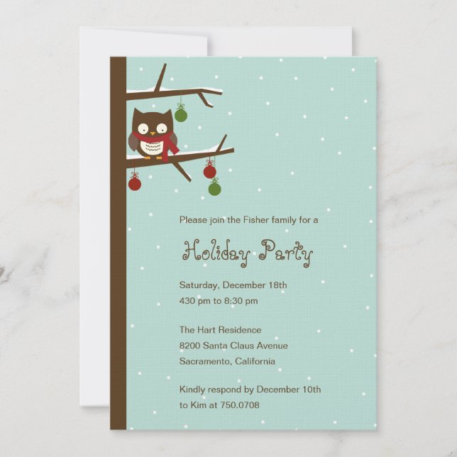 Einladung zur Snow Owl Holiday Party (Vorderseite)