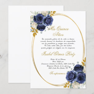Einladung zur spanischen Marine Blue Quinceanera