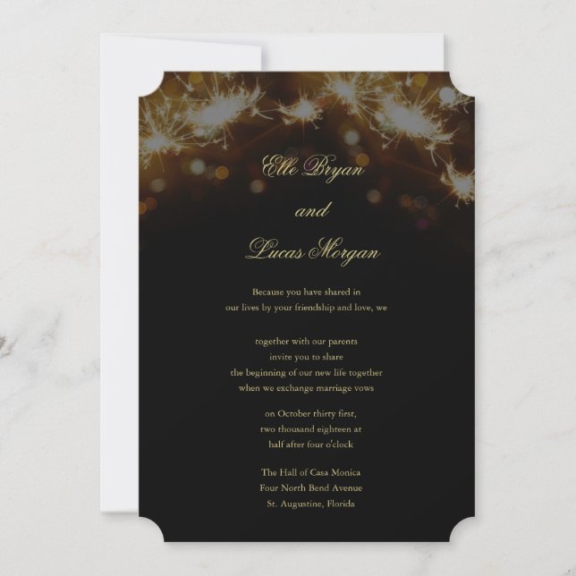 Einladung zur Sparkler-Nacht-Hochzeit (Vorderseite)