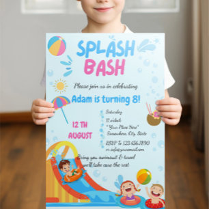 Einladung zur Splash Bash Pool Party zum Geburtsta
