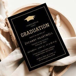 Einladung zur Sporty Black Gold Graduation Party