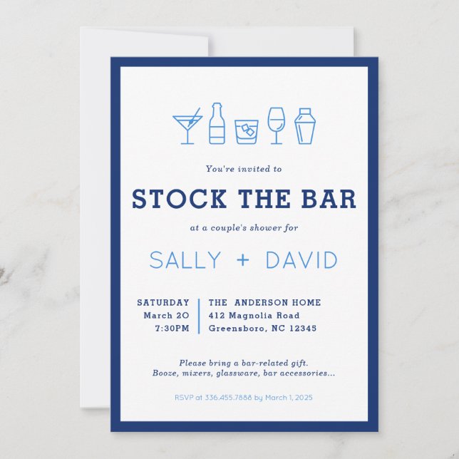 Einladung zur Stock The Bar Couple's Shower (Vorderseite)
