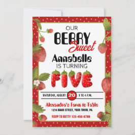 Einladung zur Strawberry Five Birthday Party