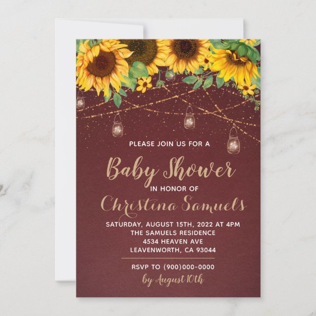 Einladung zur String Light Baby Dusche (Vorderseite)