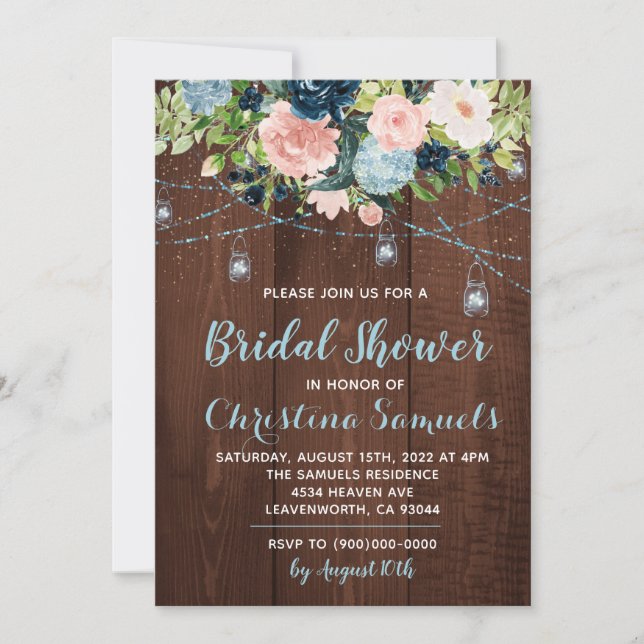 Einladung zur String Light Bridal Dusche (Vorderseite)