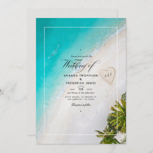 Einladung zur Summer Beach Wedding Monogram