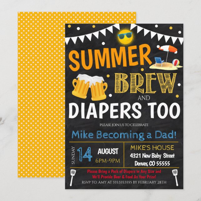 Einladung zur Summer Beer Baby Dusche (Vorne/Hinten)
