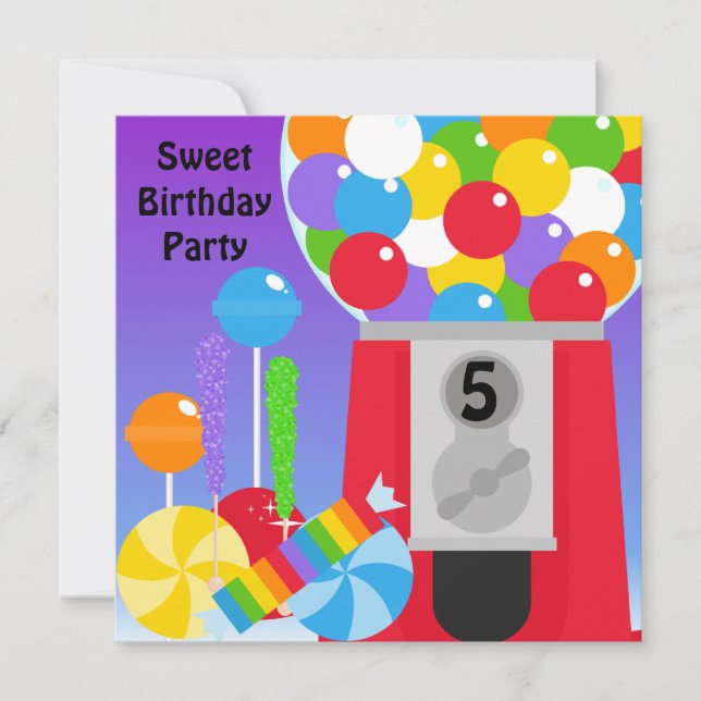 Einladung zur Sweet Birthday Party (Vorderseite)