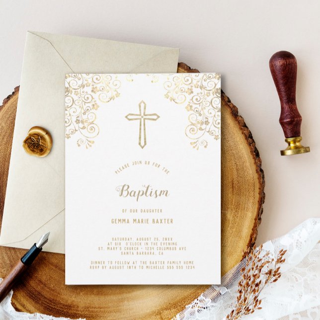 Einladung zur Taufe des eleganten White-Gold-Cross (Von Creator hochgeladen)