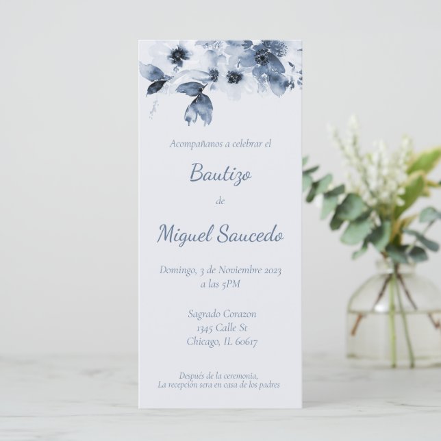 Einladung zur Taufe, Invitacion de bautizo para ni (Stehend Vorderseite)