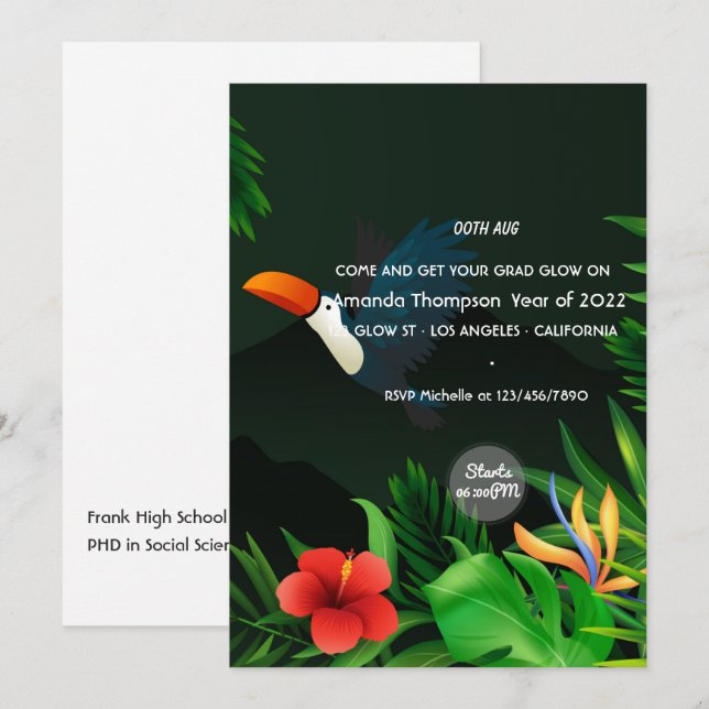 Einladung zur Tropical Summer Glow Graduation Part (Vorne/Hinten)