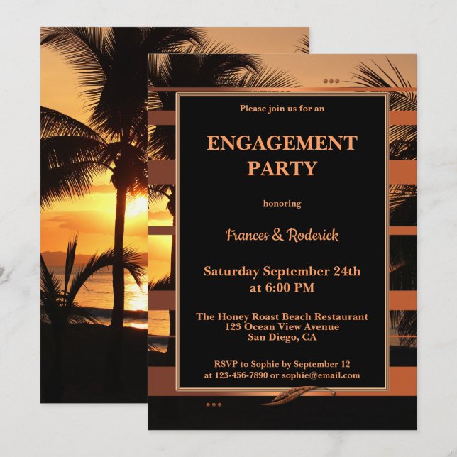 Einladung zur "Tropical Sunset Beach Engagement Pa (Vorne/Hinten)
