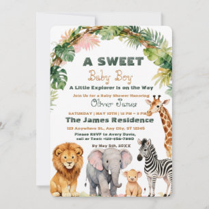Einladung zur tropischen Junglesafari-Baby-Party f