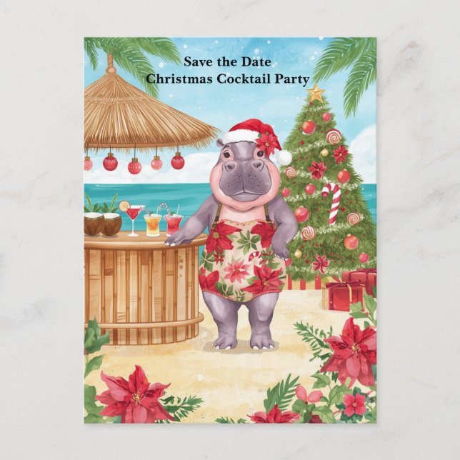 Einladung zur tropischen Weihnachts-Cocktailparty (Vorderseite)
