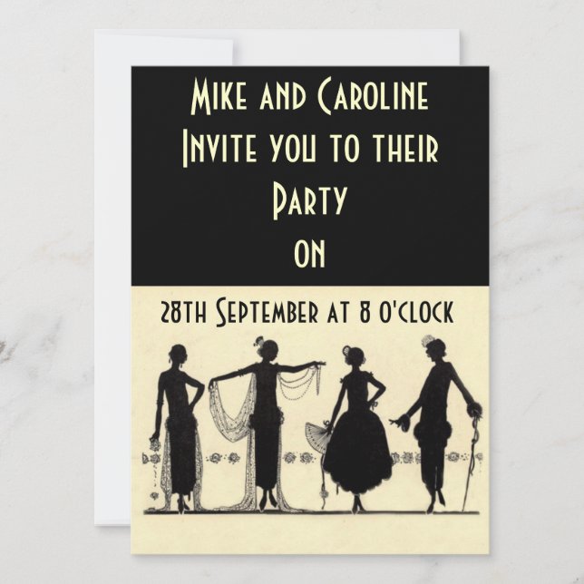 Einladung zur Twenties-Flapper-Party (Vorderseite)