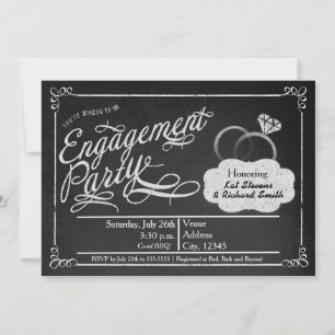 Einladung zur Verlobungsparty mit Kreidetafel und 