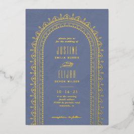 Einladung zur Verzierten Bogenhochzeit - Blau